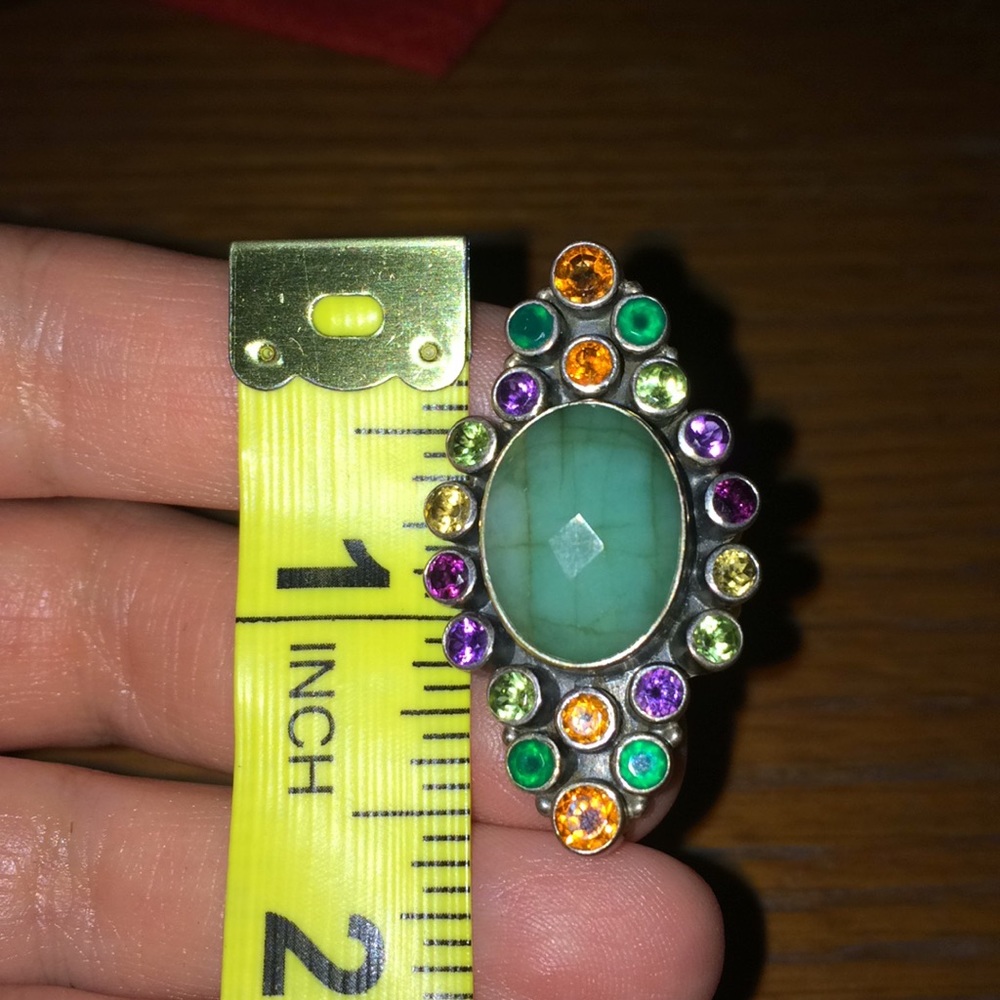 Gorgeous multi gemstone sterling silver ring - Picture 5 of 7
